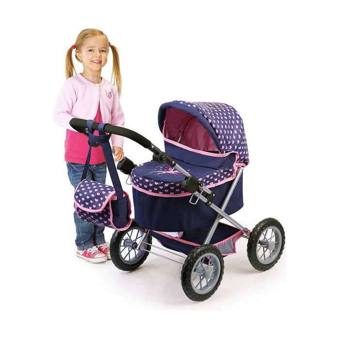 Lille Barnevogn til Dukker Reig Trendy Royal Special Version 45 cm Blå Pink