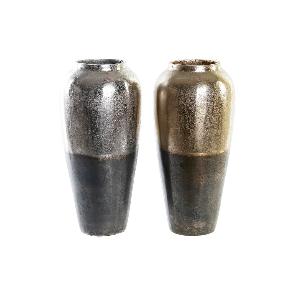 Vase DKD Home Decor Aluminium To-farvet Moderne (16 x 16 x 33,5 cm) (2 enheder)