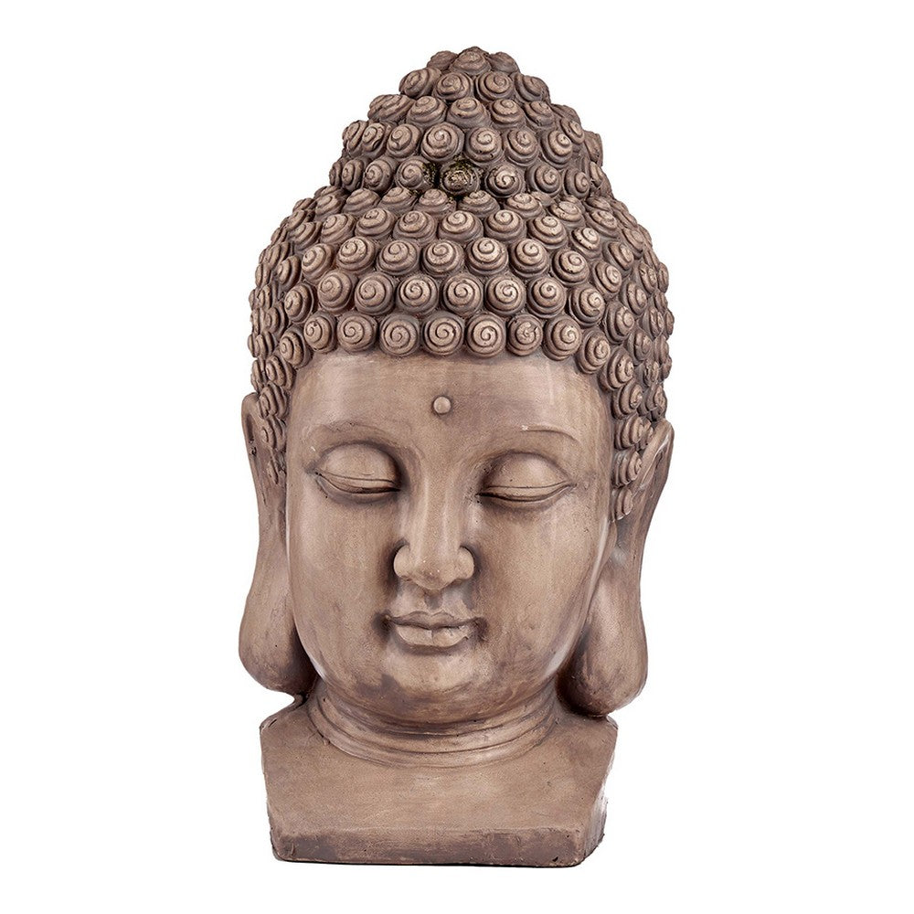 Dekorativ havefigur Buddha Hoved Grå Polyesterharpisk (35 x 65,5 x 38 cm)